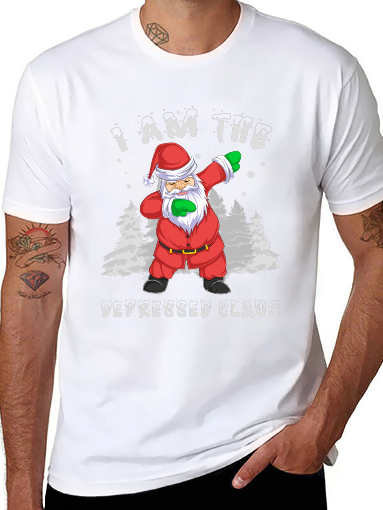 Depressed Santa Claus Dabbing Graphic Tee