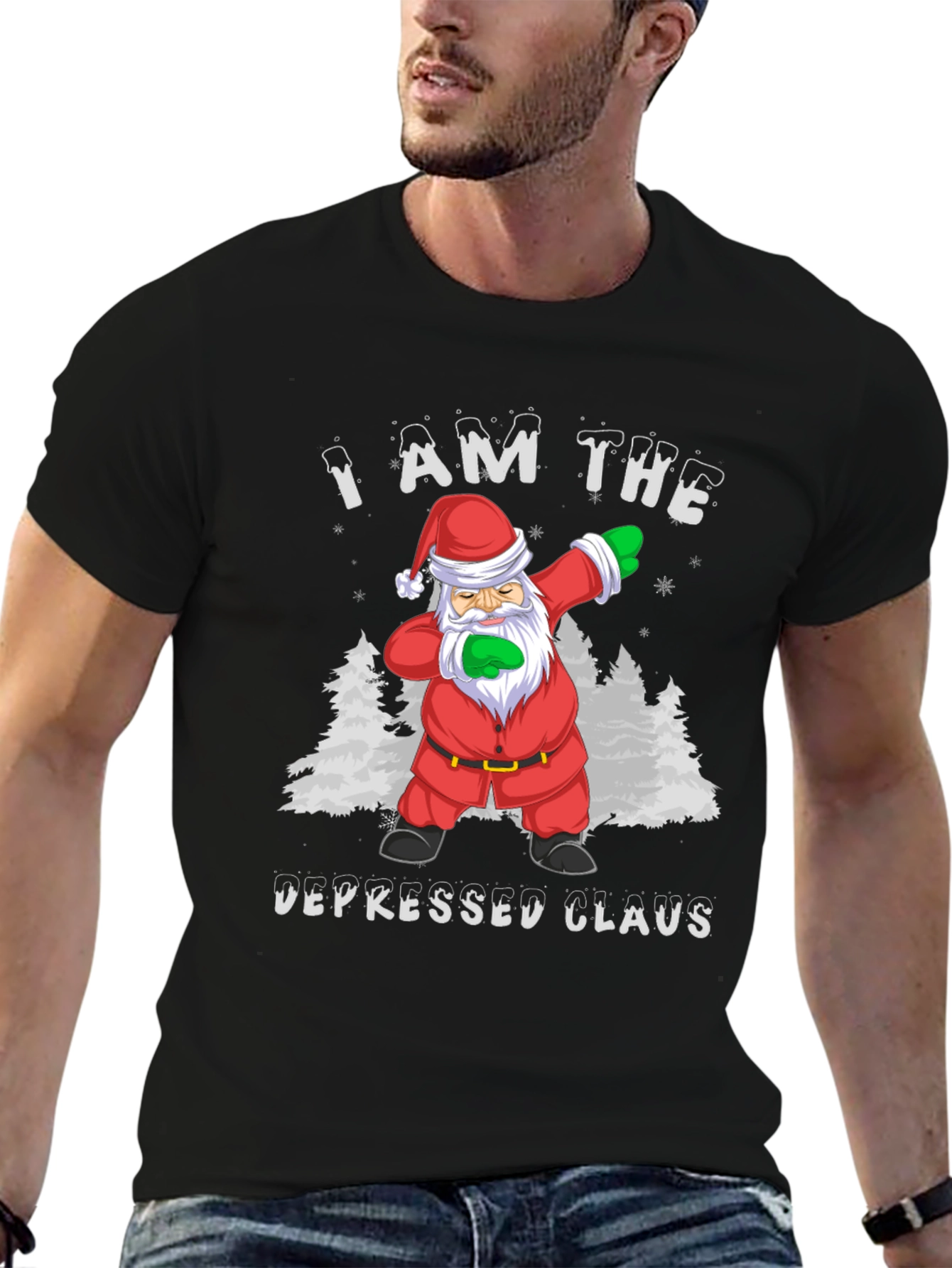 Depressed Santa Claus Dabbing Graphic Tee