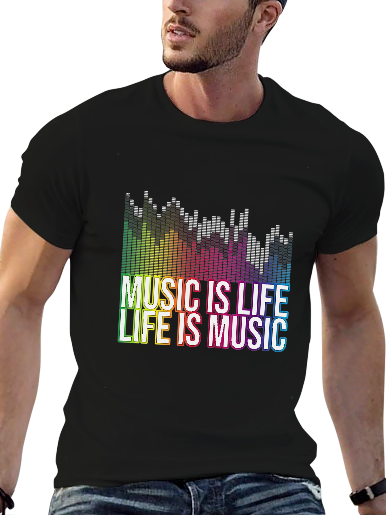 Music is Life Graphic Tee - Black