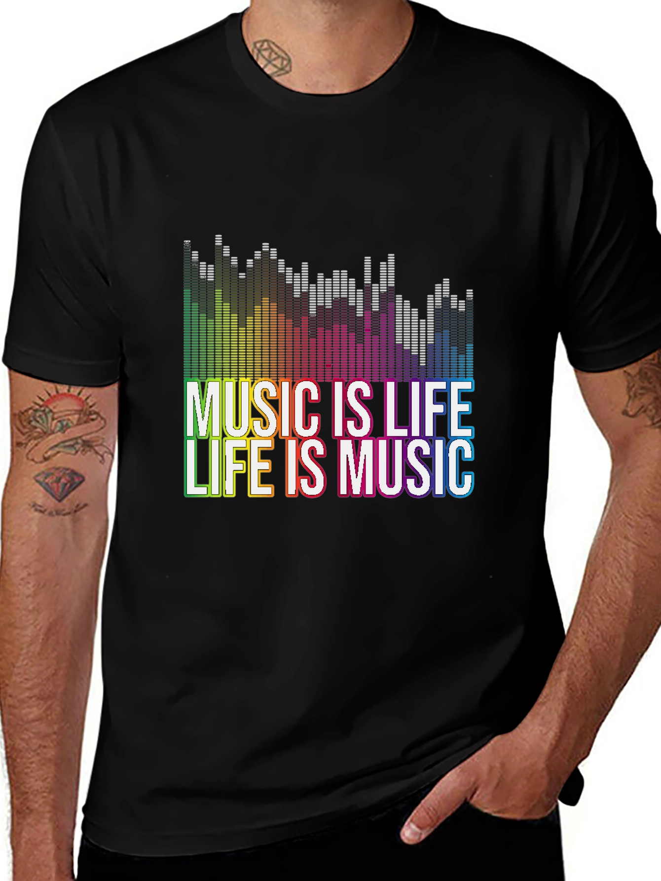 Music is Life Graphic Tee - Black