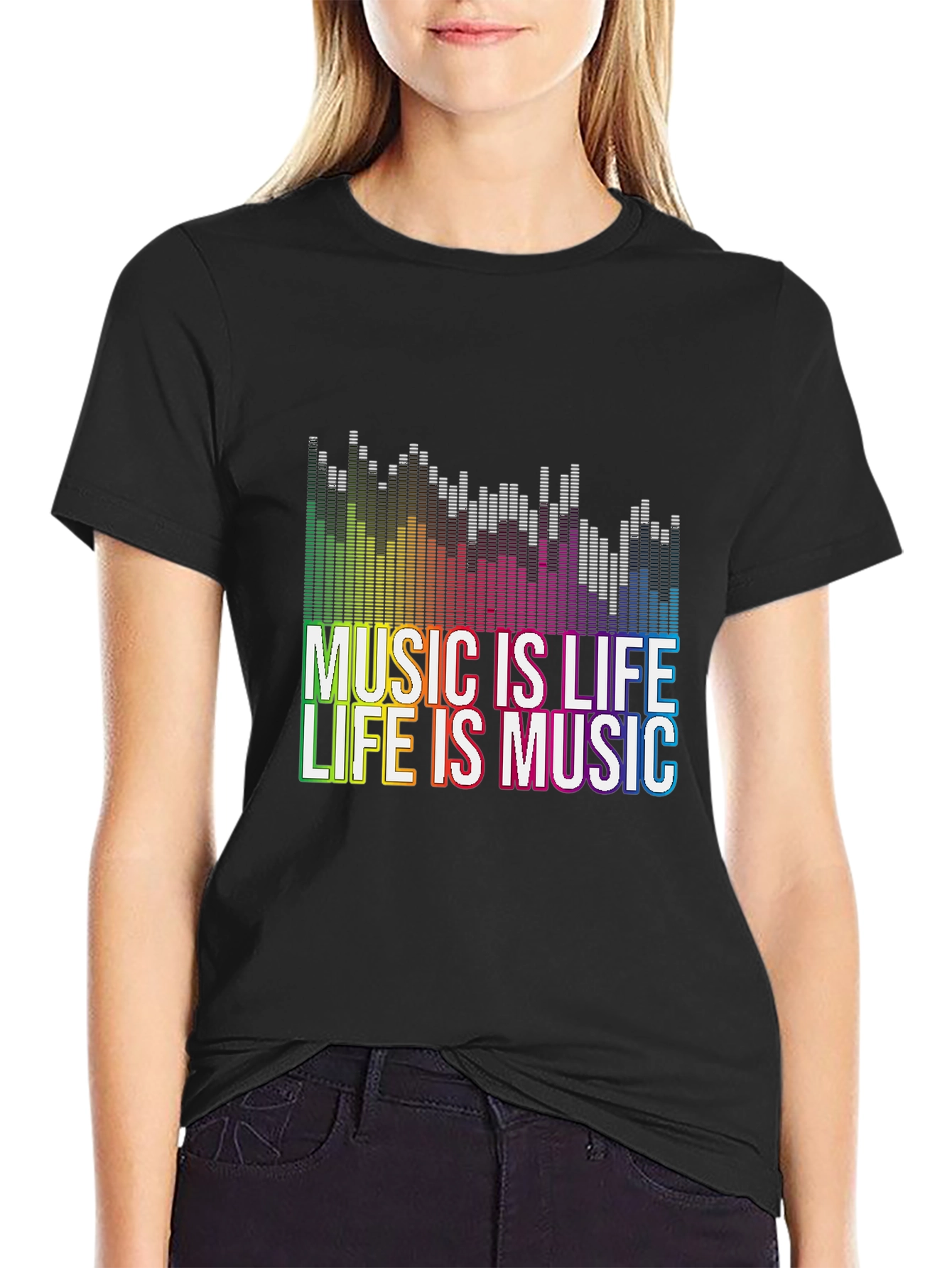 Music is Life Graphic Tee - Black