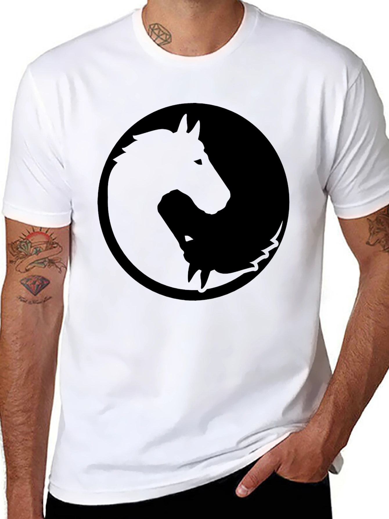 Yin Yang Horse and Wolf Graphic Tee