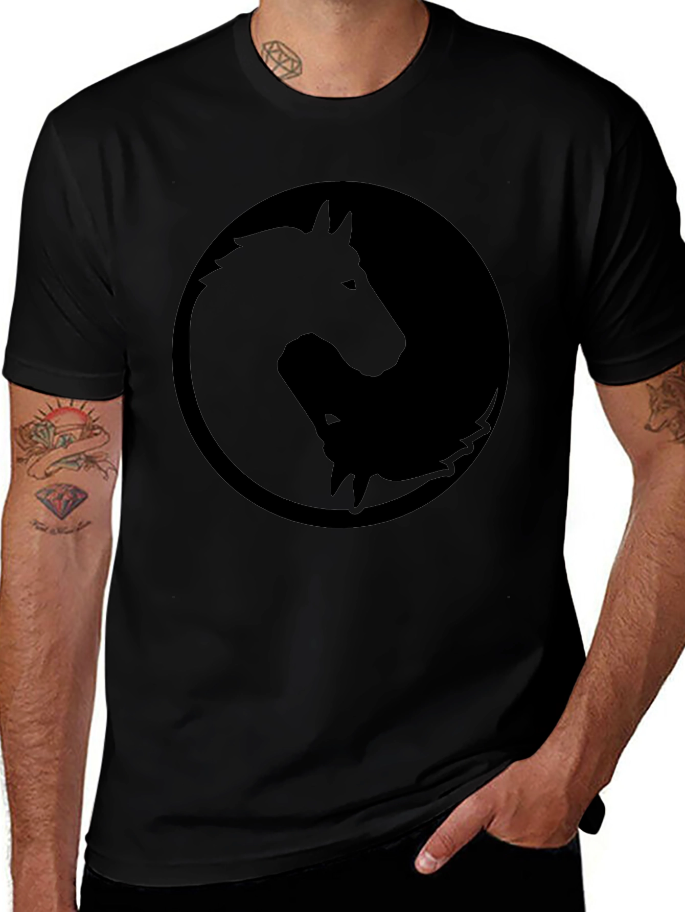 Yin Yang Horse and Wolf Graphic Tee