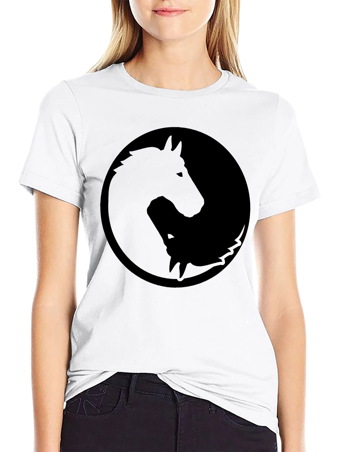 Yin Yang Horse and Wolf Graphic Tee