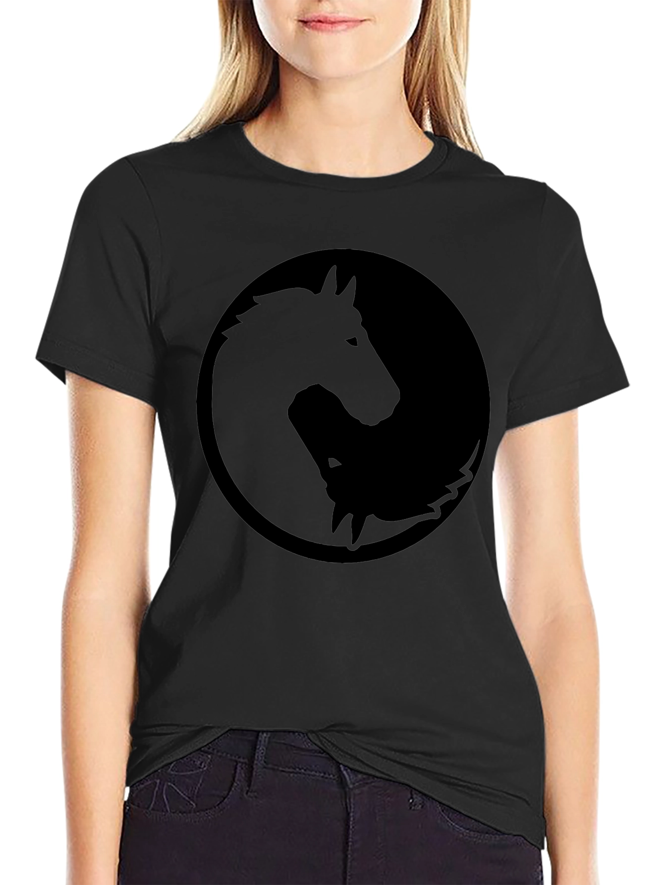 Yin Yang Horse and Wolf Graphic Tee