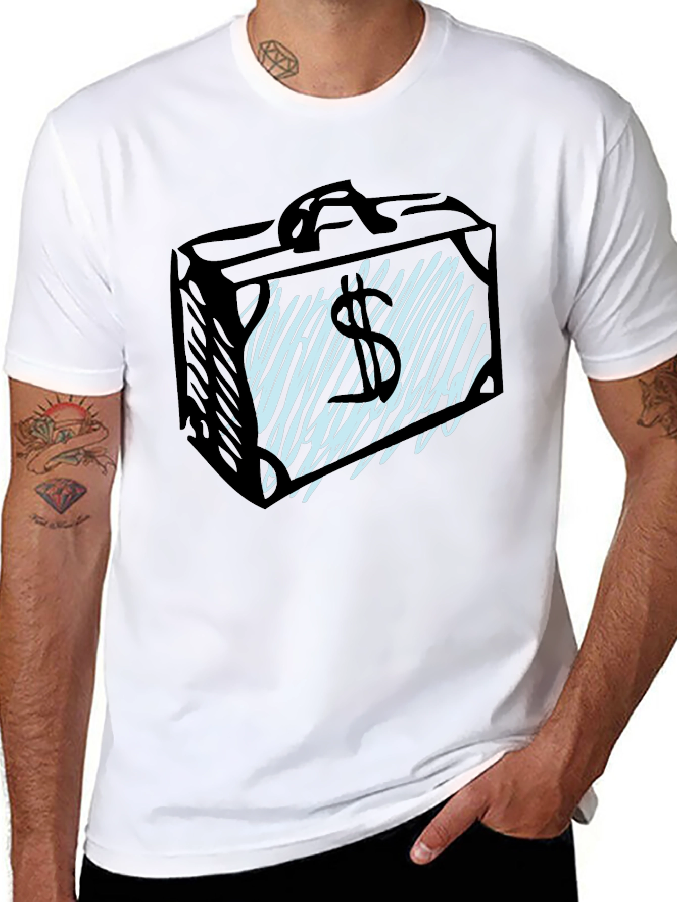 Money Briefcase Graphic Tee - Black