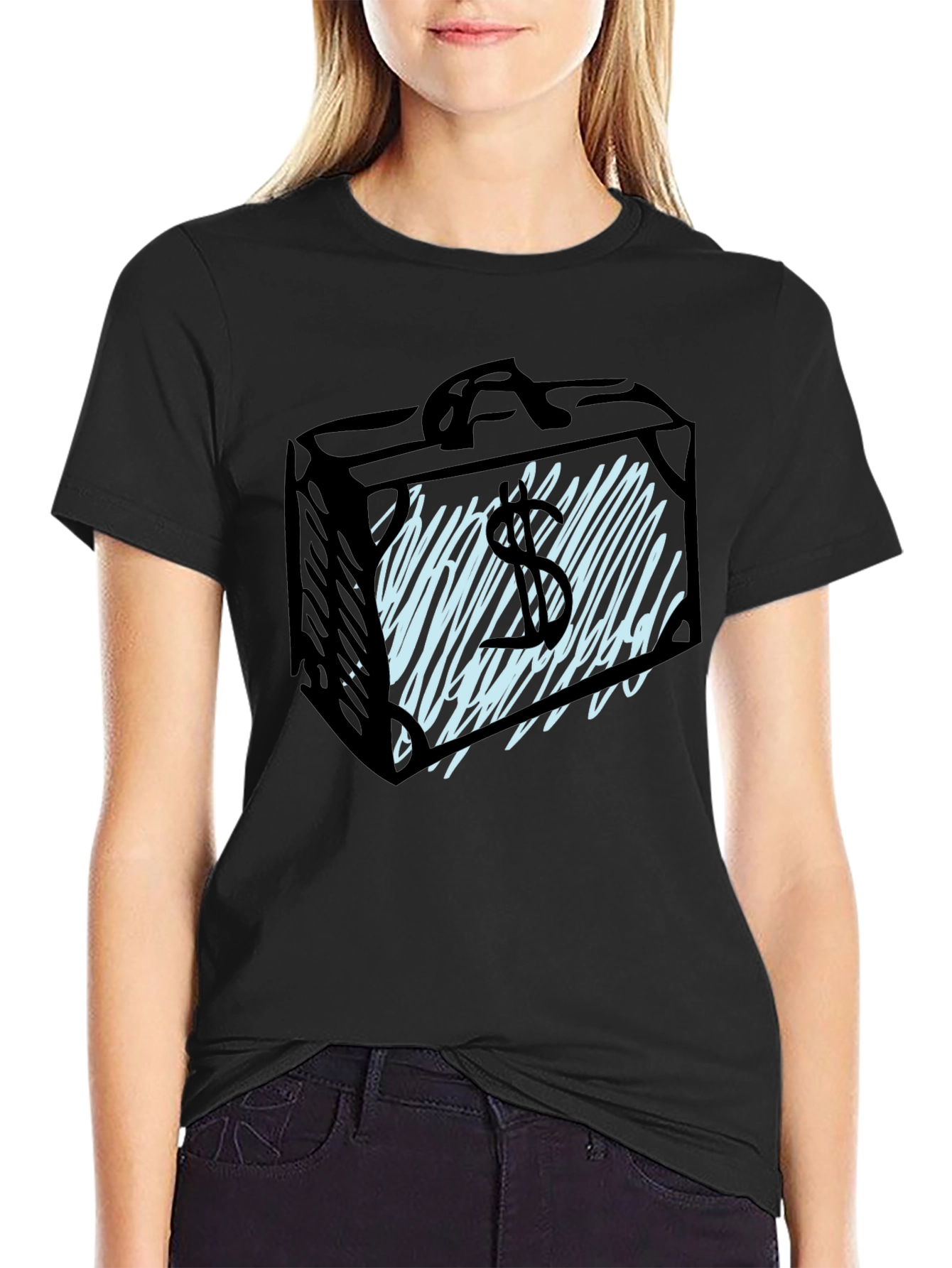 Money Briefcase Graphic Tee - Black