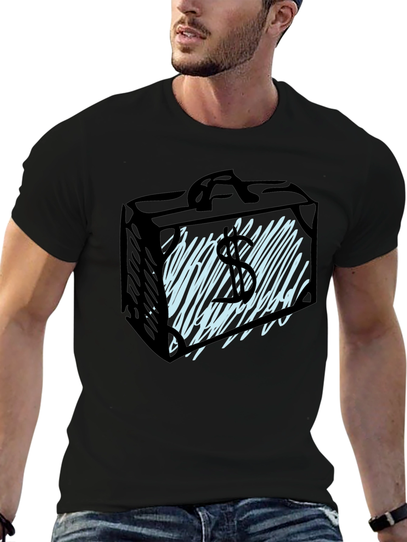 Money Briefcase Graphic Tee - Black
