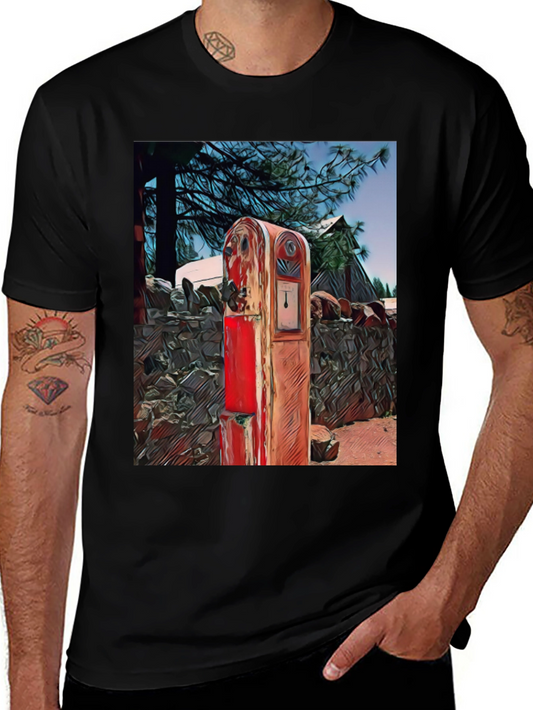 Vintage Gas Pump Graphic Tee - Retro Style