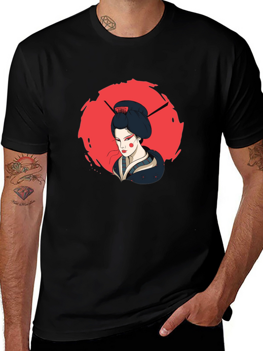 Geisha Graphic Print Black T-Shirt