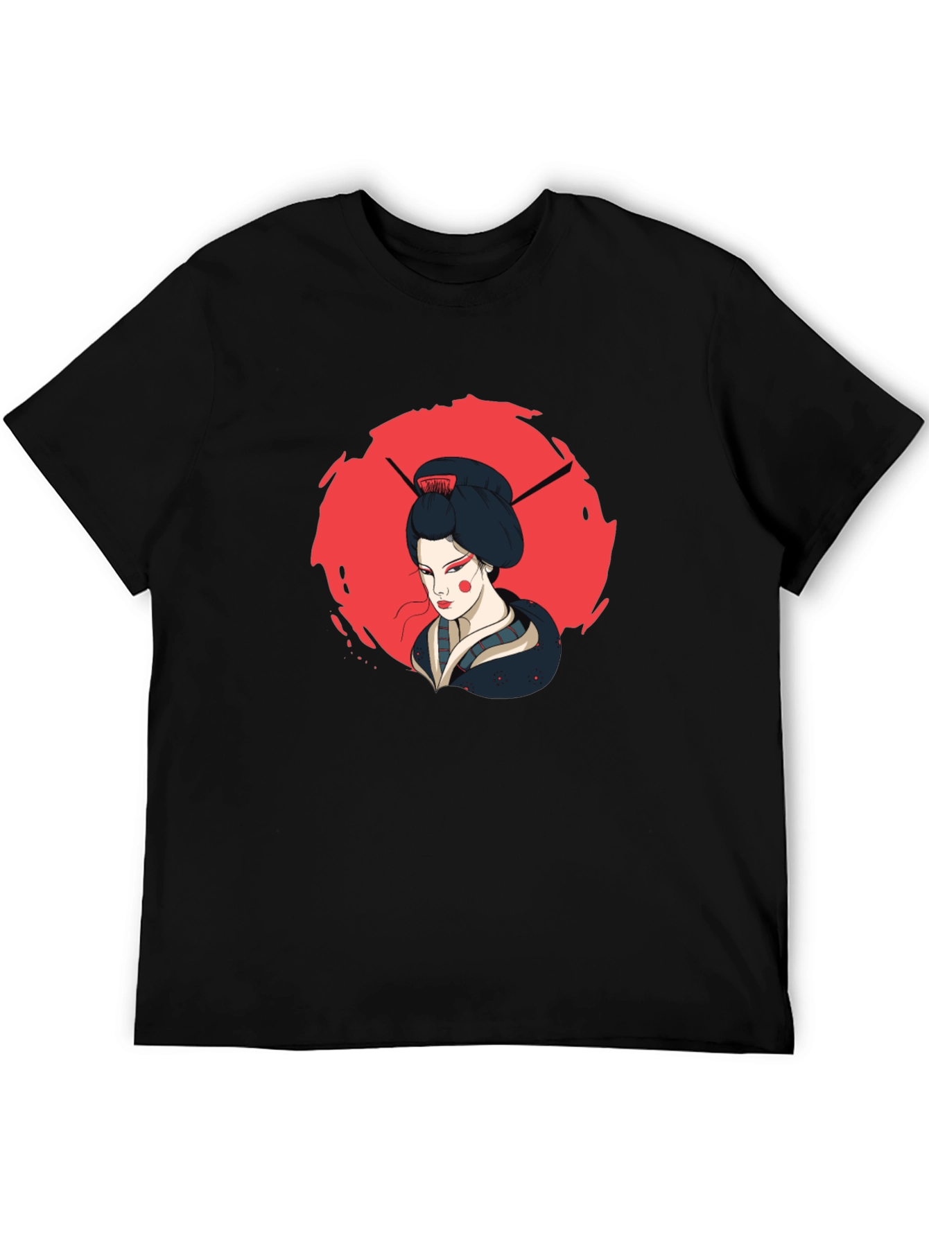 Geisha Graphic Print Black T-Shirt