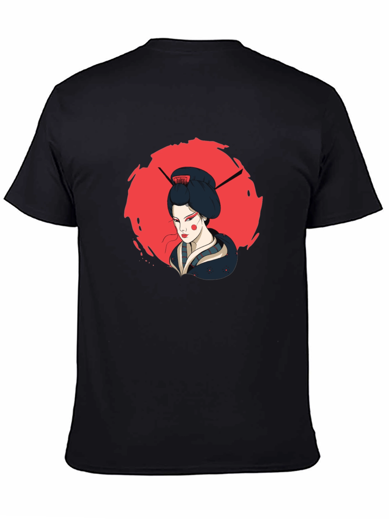 Geisha Graphic Print Black T-Shirt