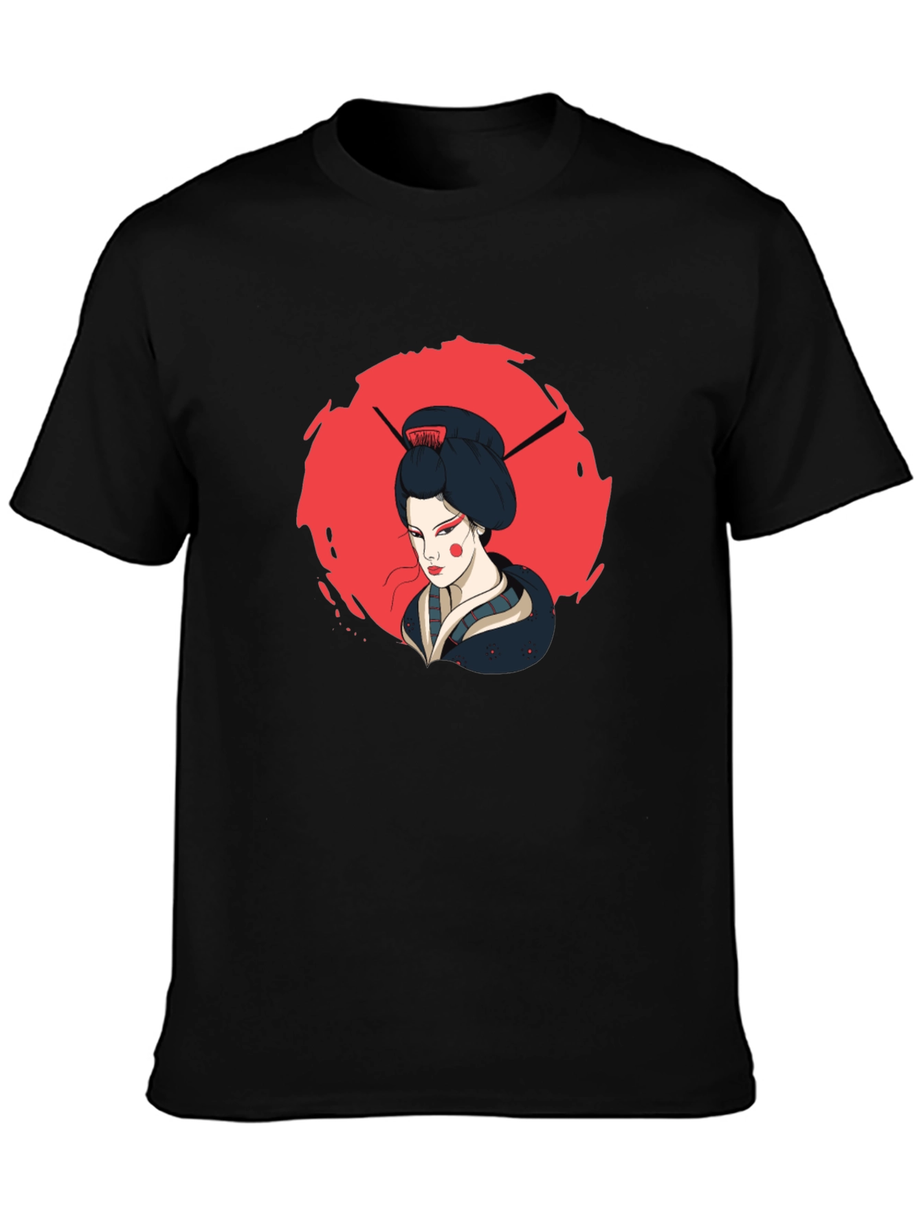 Geisha Graphic Print Black T-Shirt