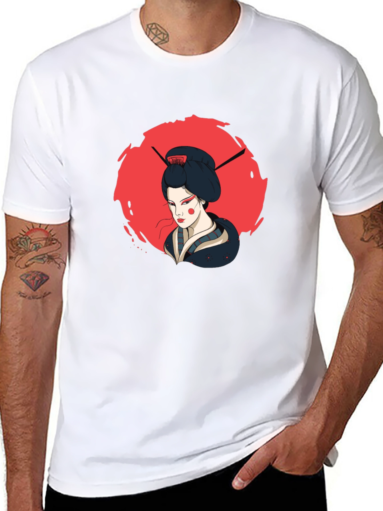 Geisha Graphic Print Black T-Shirt