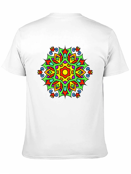 Vibrant Mandala Graphic Print Tee - Black Casual T-Shirt