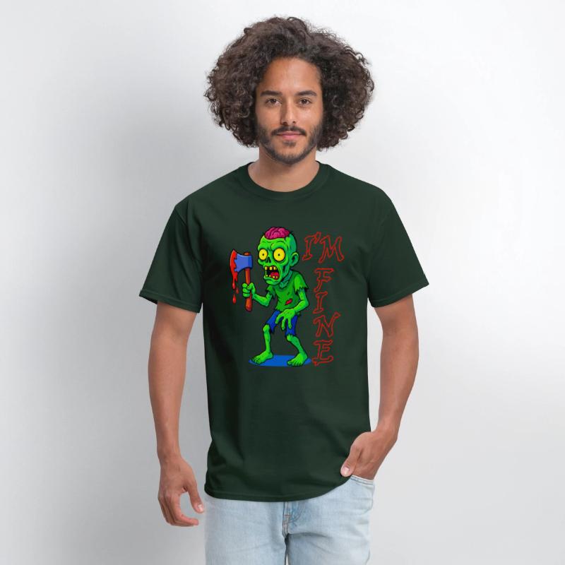 Zombie Humor – I’m Fine Axe Cartoon Design