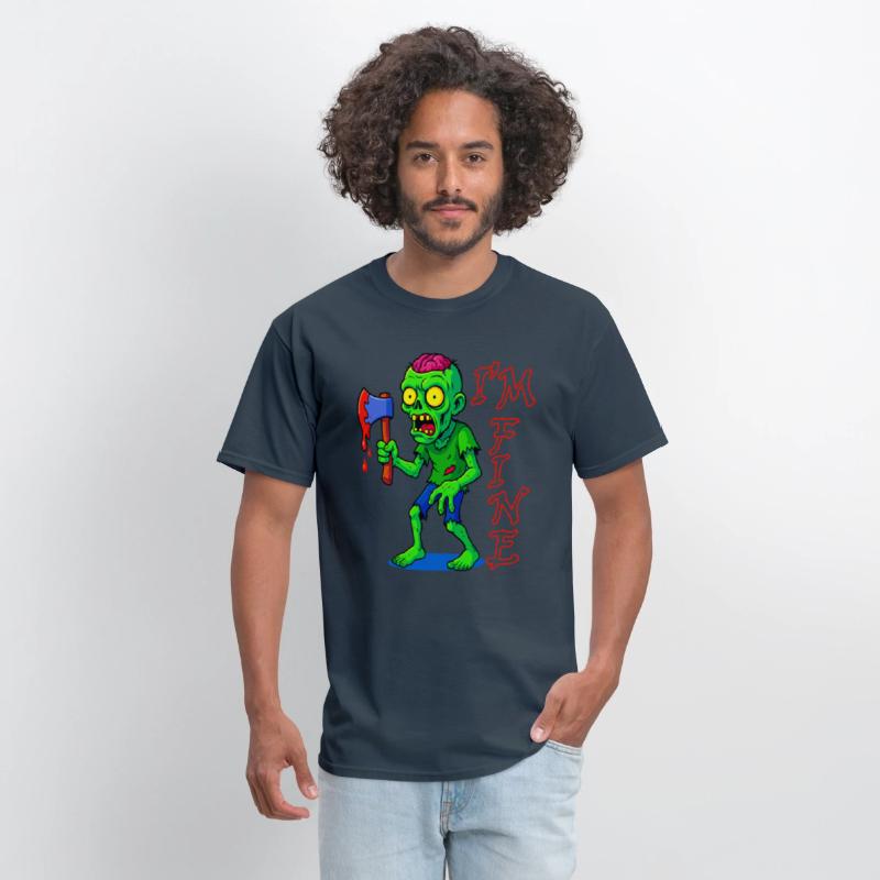 Zombie Humor – I’m Fine Axe Cartoon Design