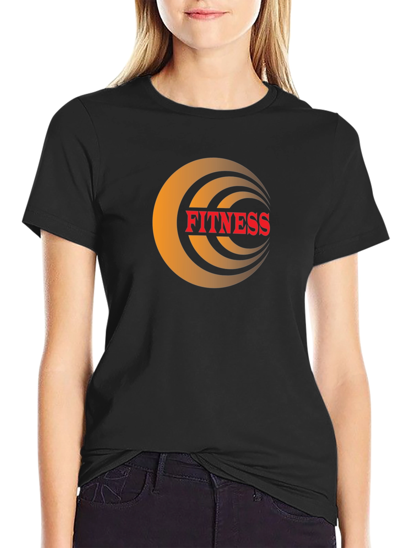 Fitness Graphic Tee - Black Crew Neck T-Shirt