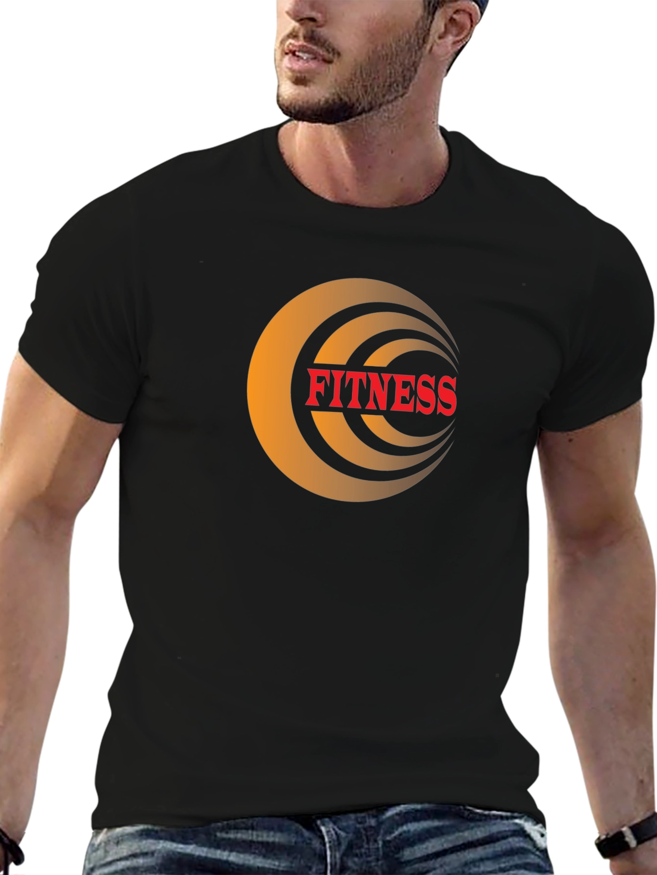 Fitness Graphic Tee - Black Crew Neck T-Shirt