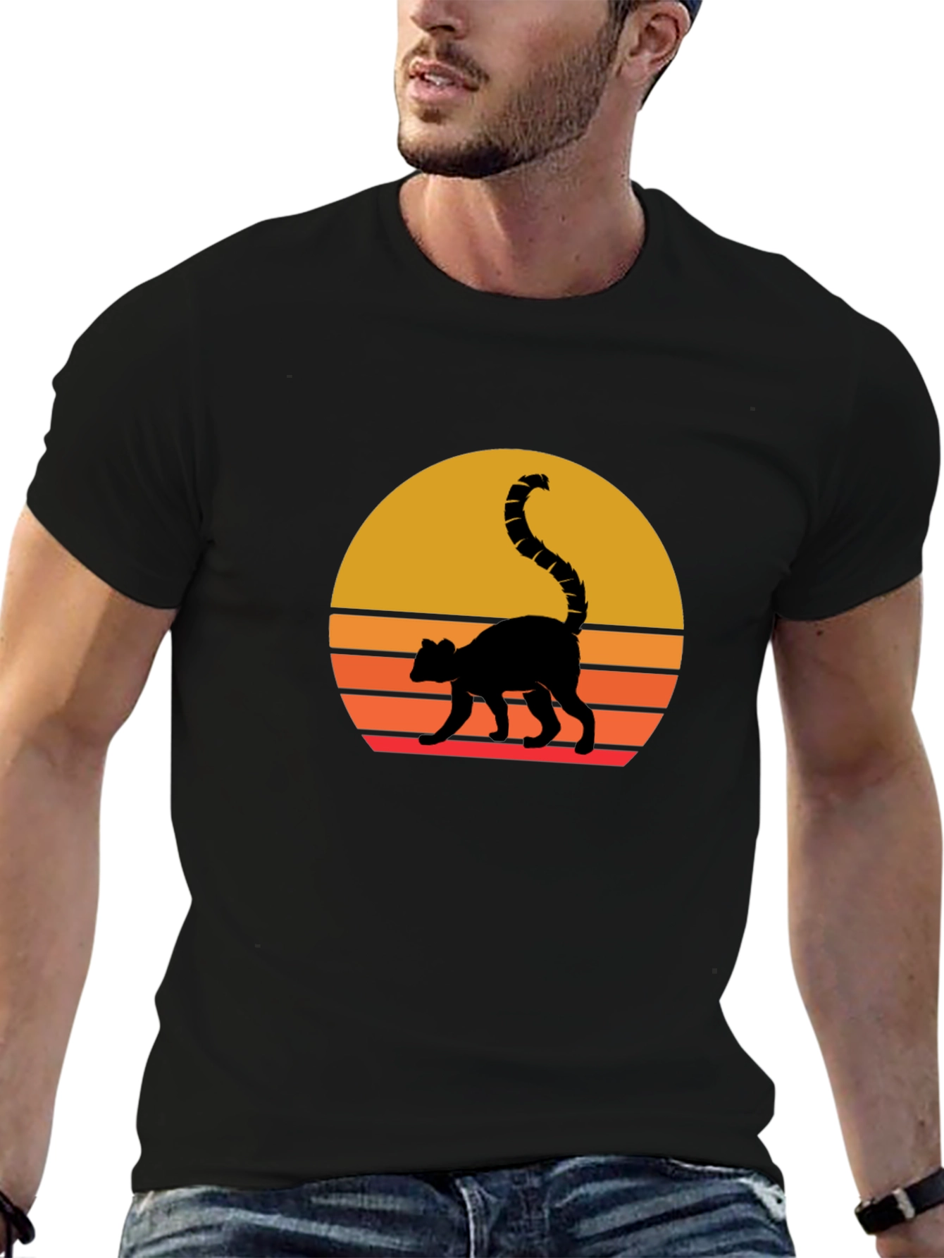 Retro Sunset Lemur Graphic T-Shirt