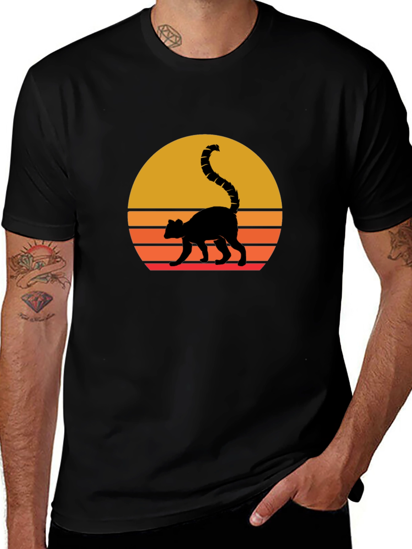 Retro Sunset Lemur Graphic T-Shirt