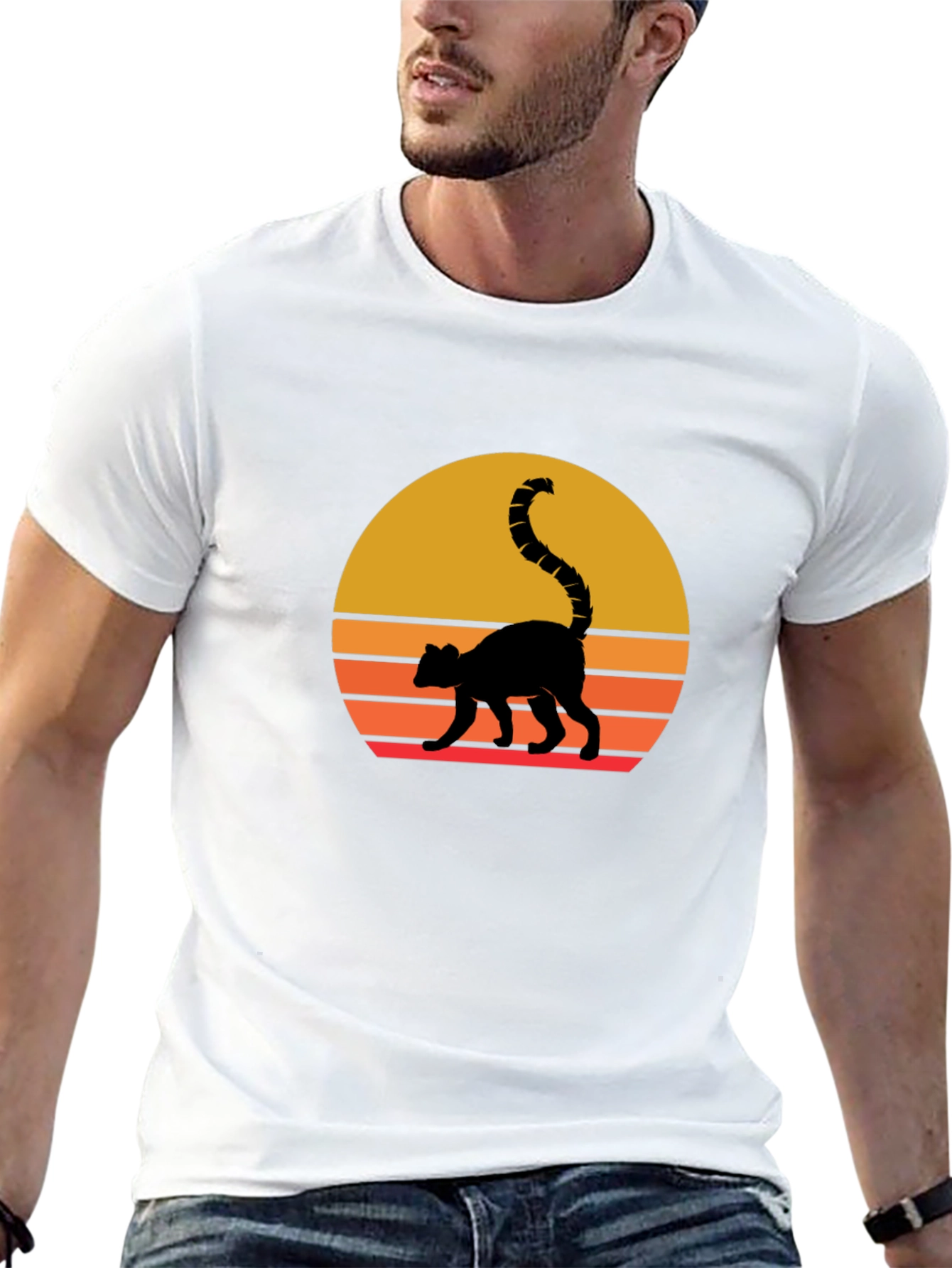 Retro Sunset Lemur Graphic T-Shirt