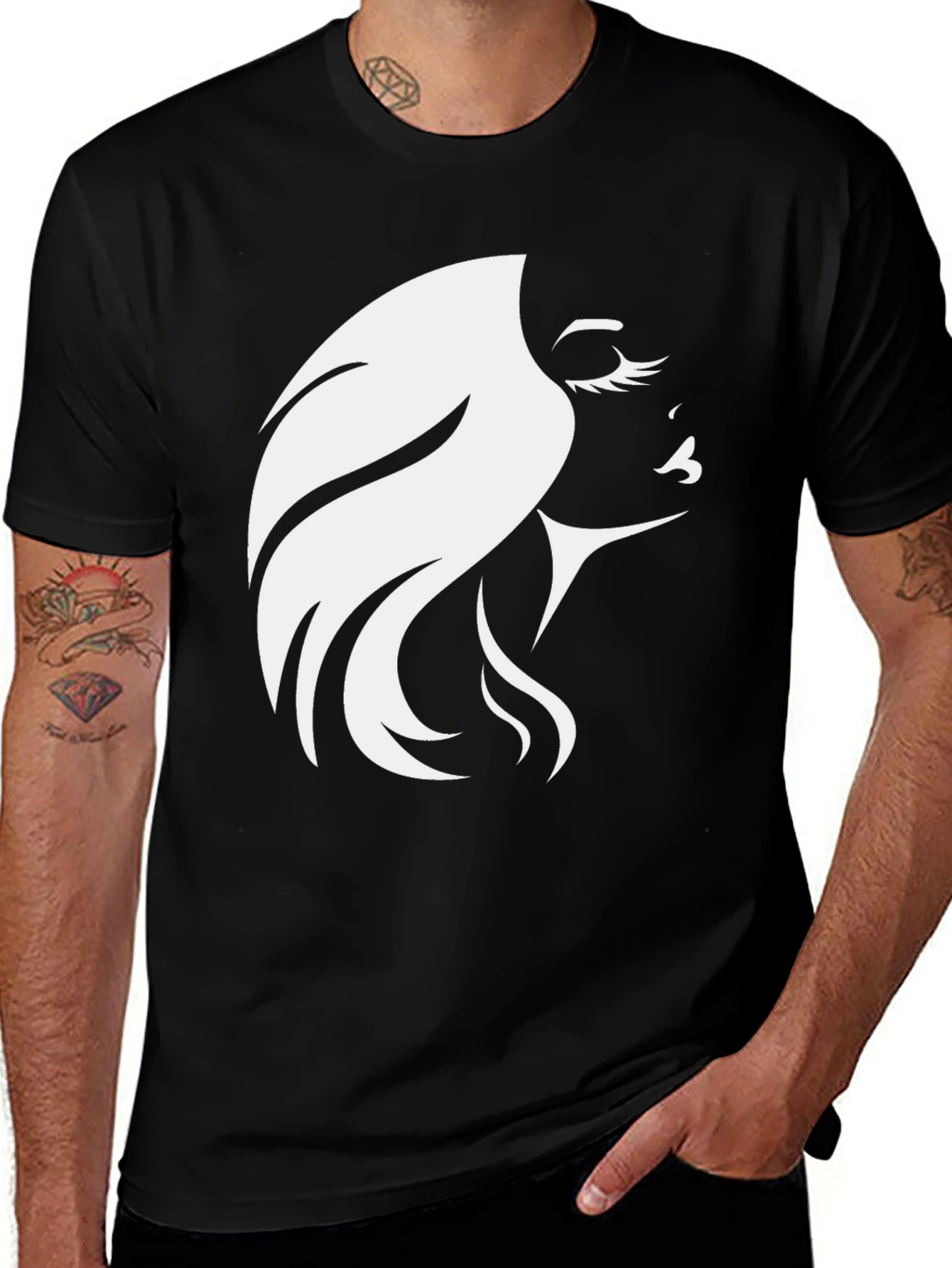 Elegant Woman Silhouette Graphic Tee - Black