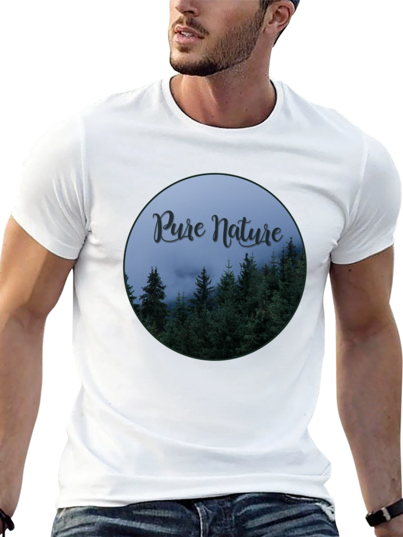 Pure Nature Forest Graphic Tee - Black