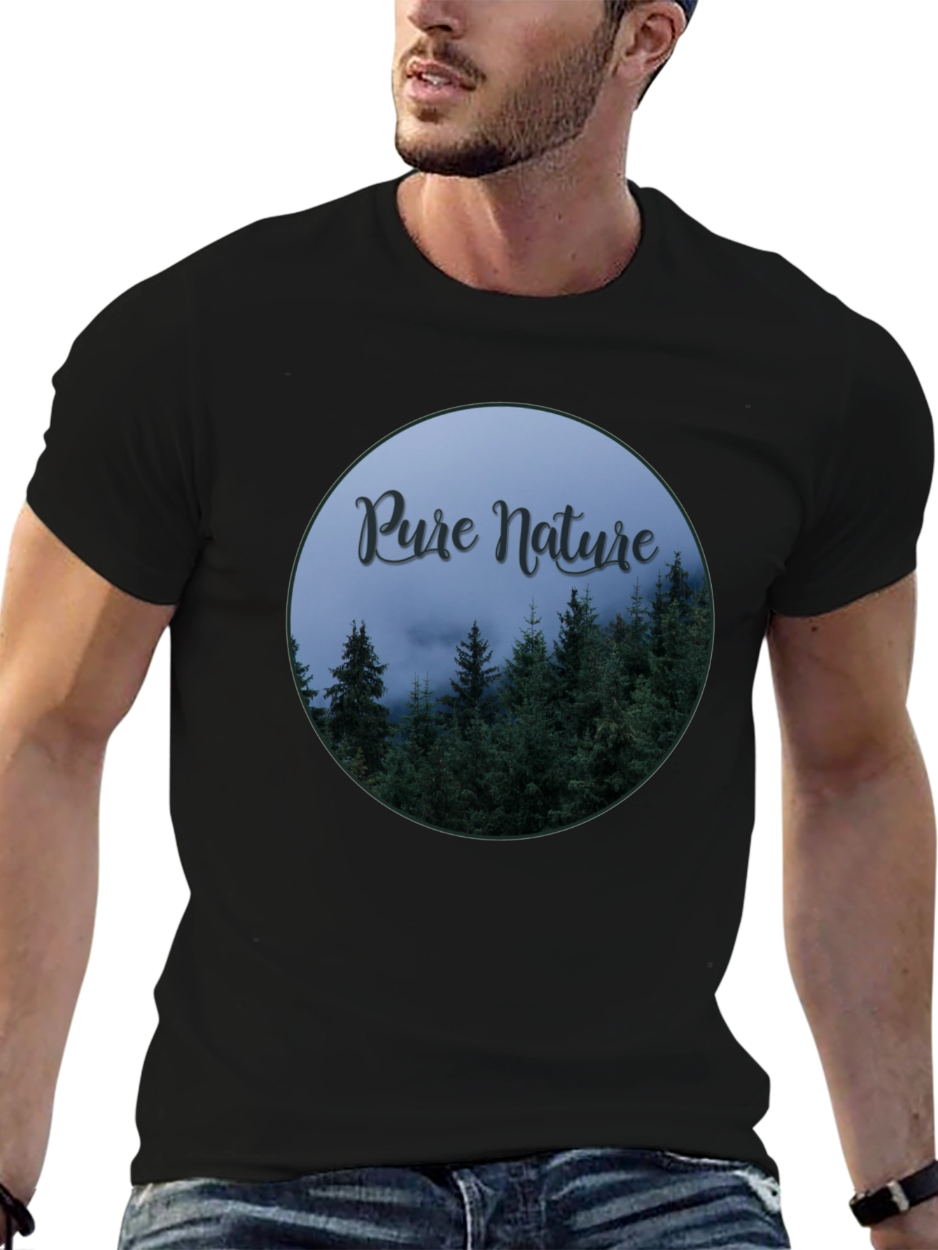 Pure Nature Forest Graphic Tee - Black
