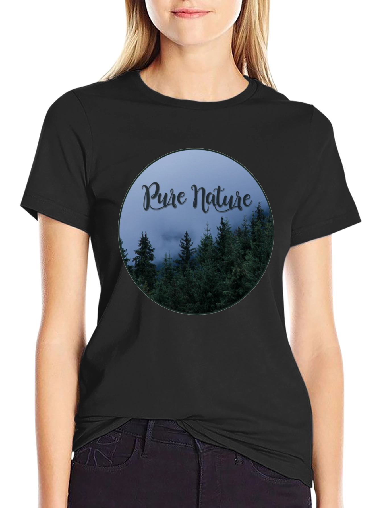 Pure Nature Forest Graphic Tee - Black