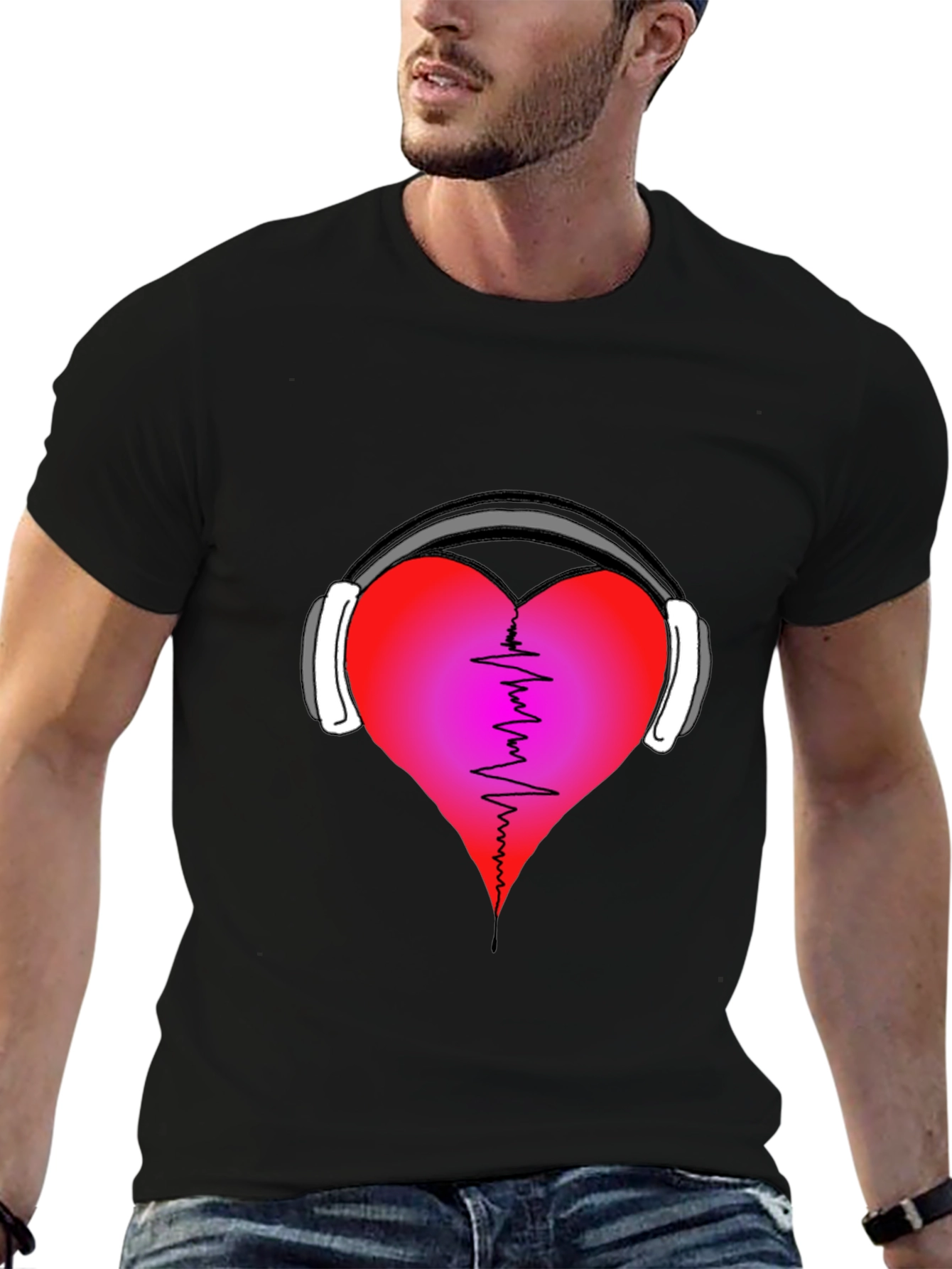 Heartbeat Headphones Graphic T-Shirt - Music Lover Tee