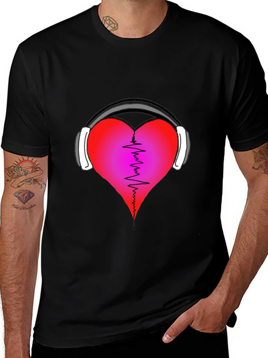 Heartbeat Headphones Graphic T-Shirt - Music Lover Tee