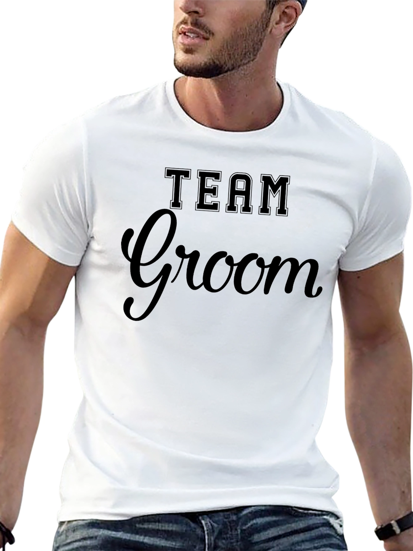 Team Groom Black T-Shirt Wedding Party