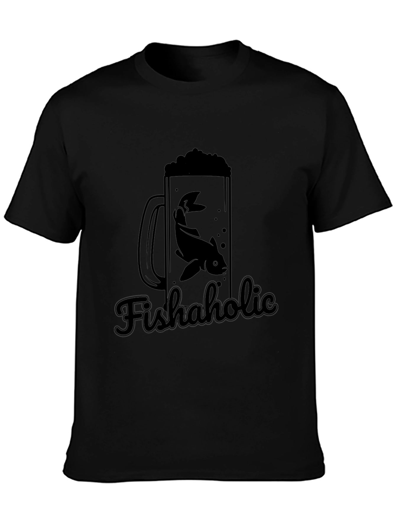 Fishaholic Black T-Shirt - Fishing Lover Apparel