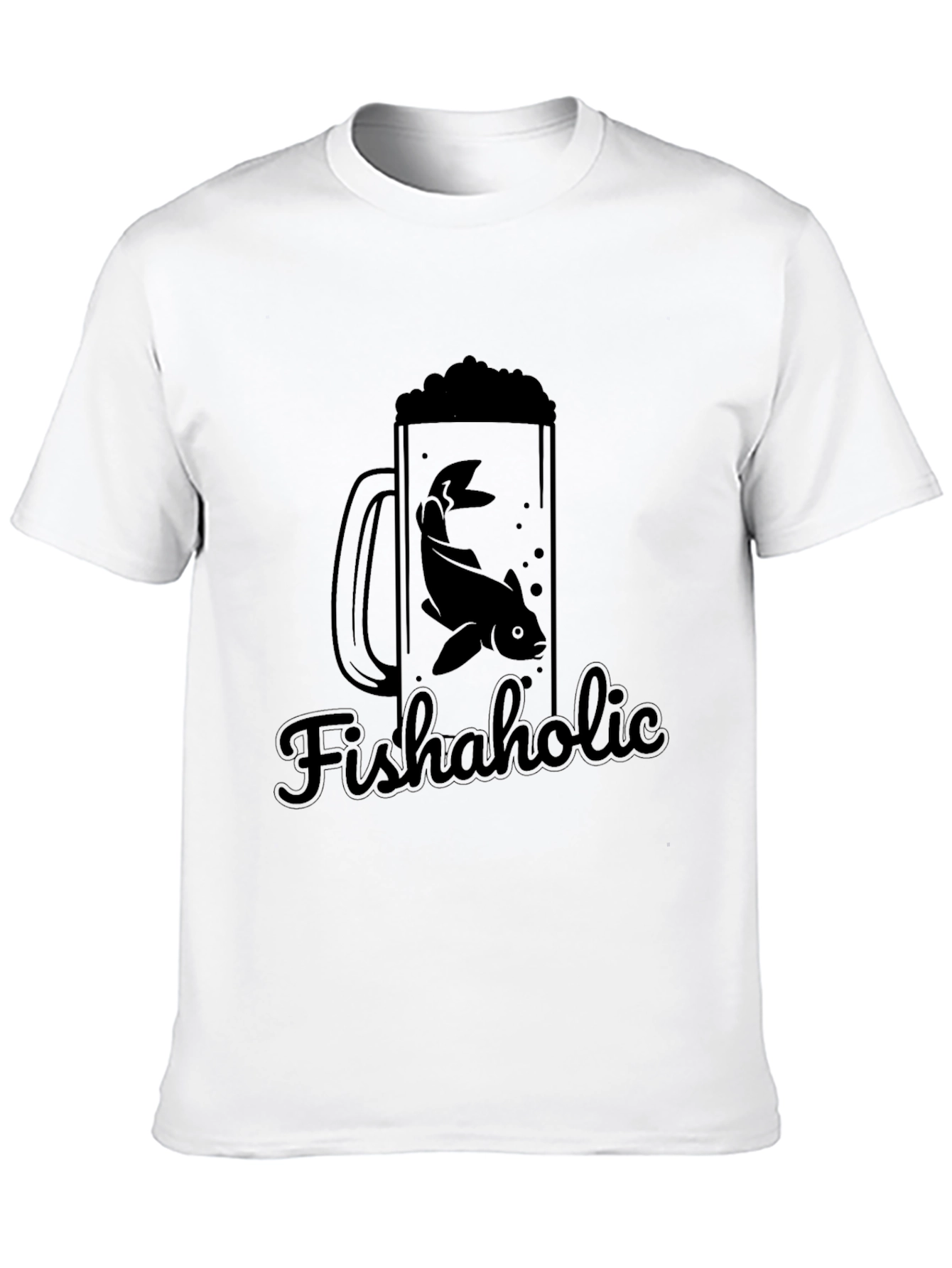 Fishaholic Black T-Shirt - Fishing Lover Apparel