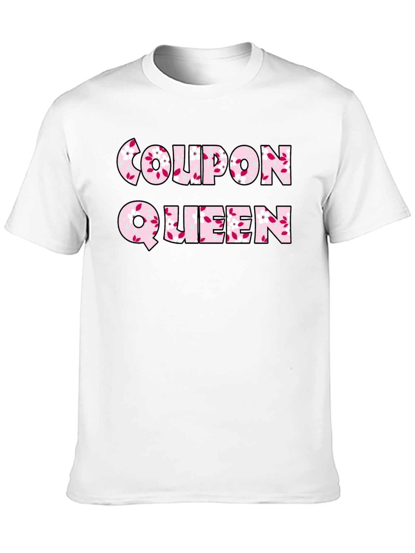 Coupon Queen Floral Print Black T-Shirt