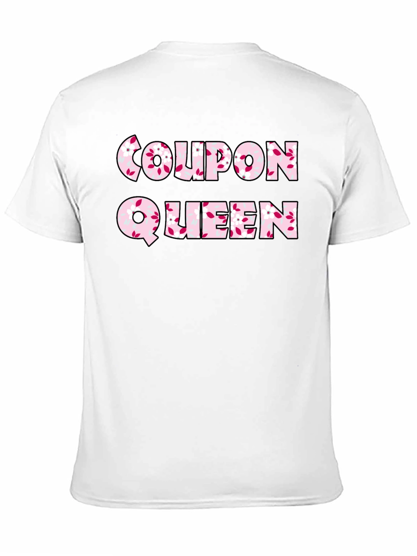 Coupon Queen Floral Print Black T-Shirt