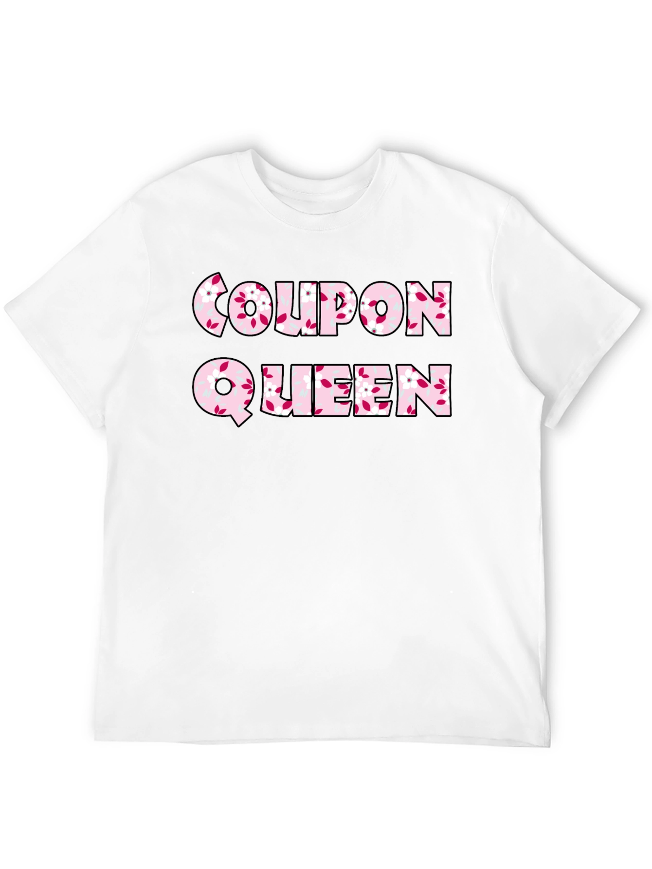 Coupon Queen Floral Print Black T-Shirt