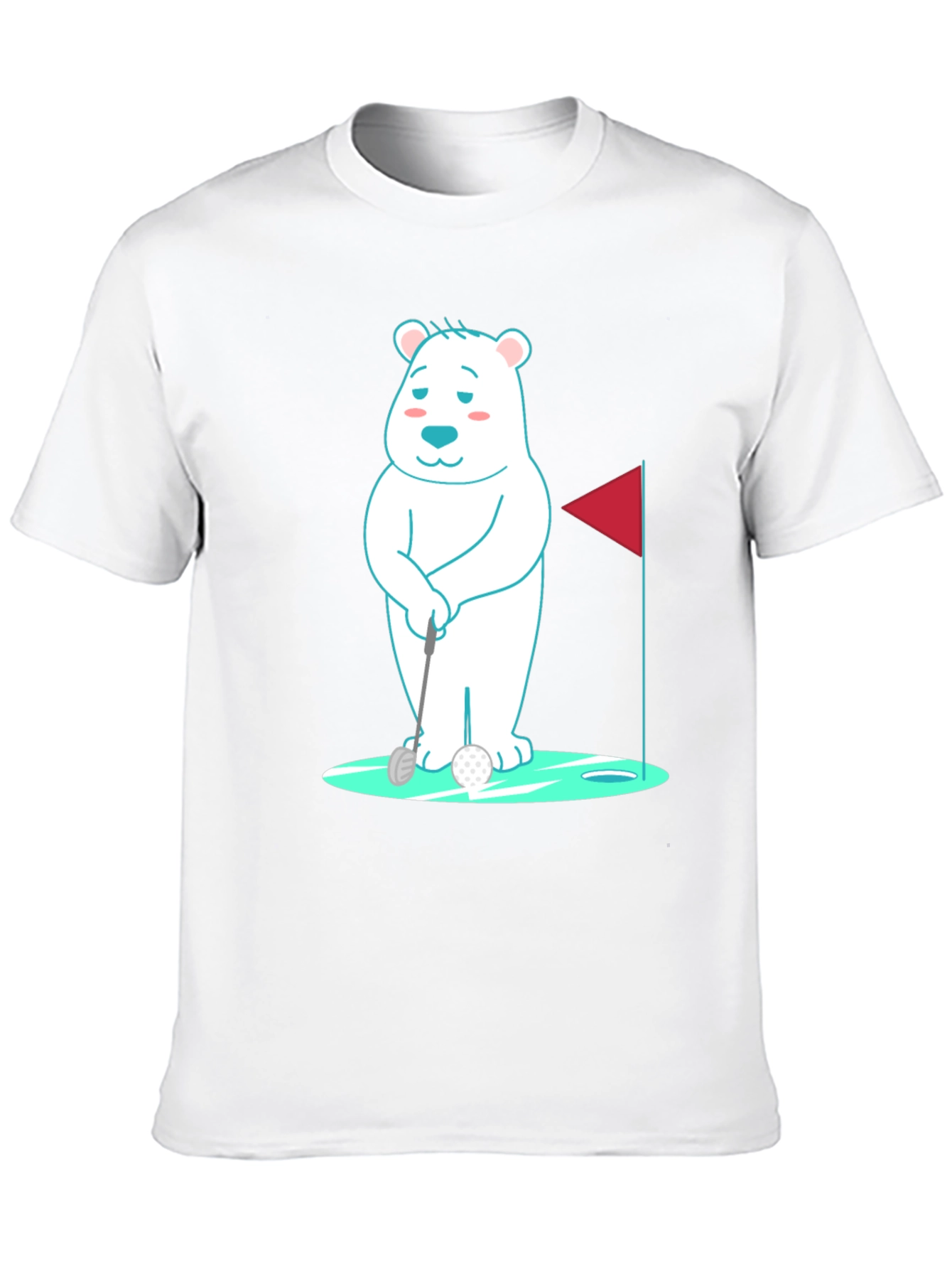 Golfing Bear Graphic Tee - Black Cotton Shirt