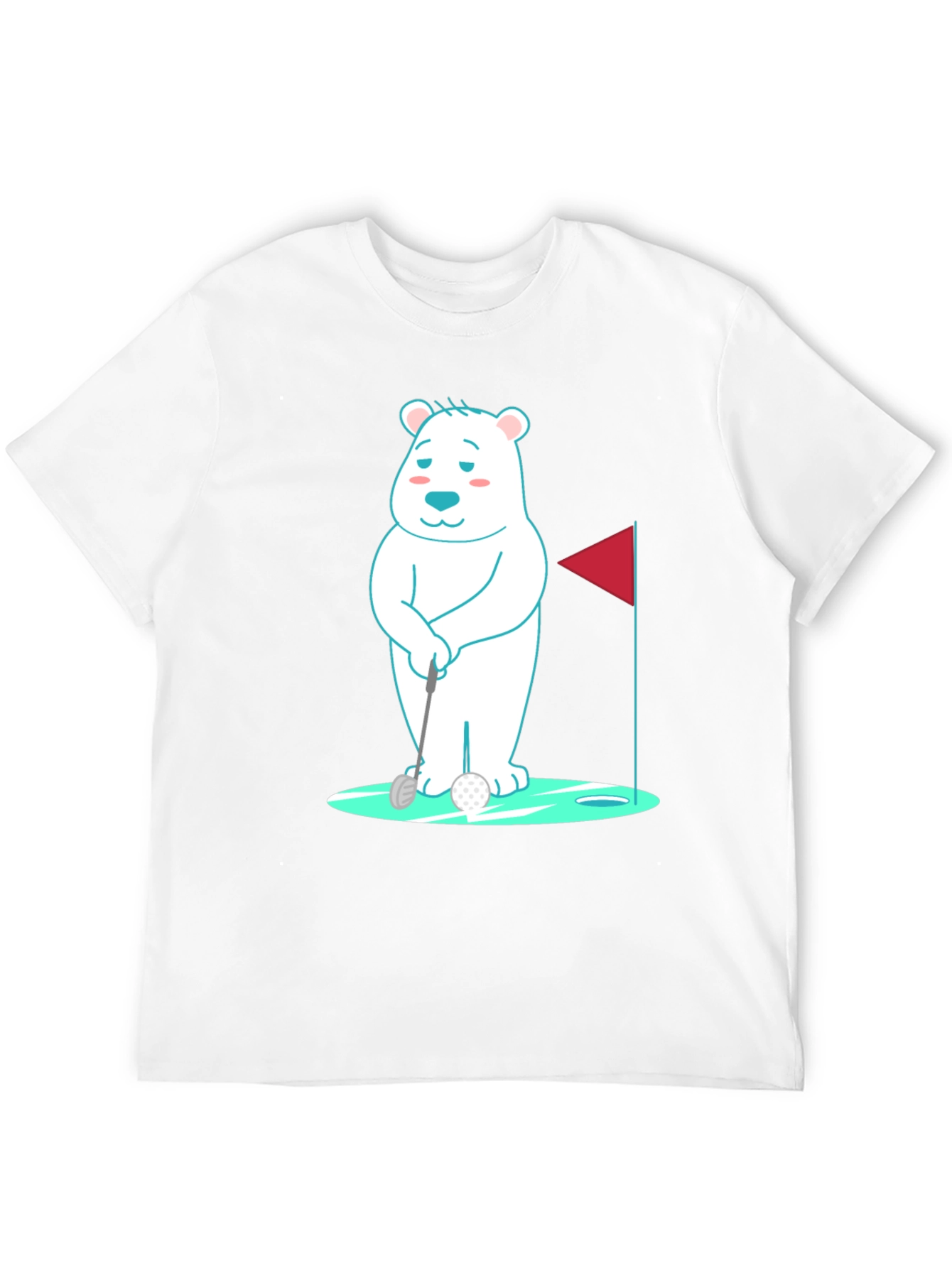 Golfing Bear Graphic Tee - Black Cotton Shirt