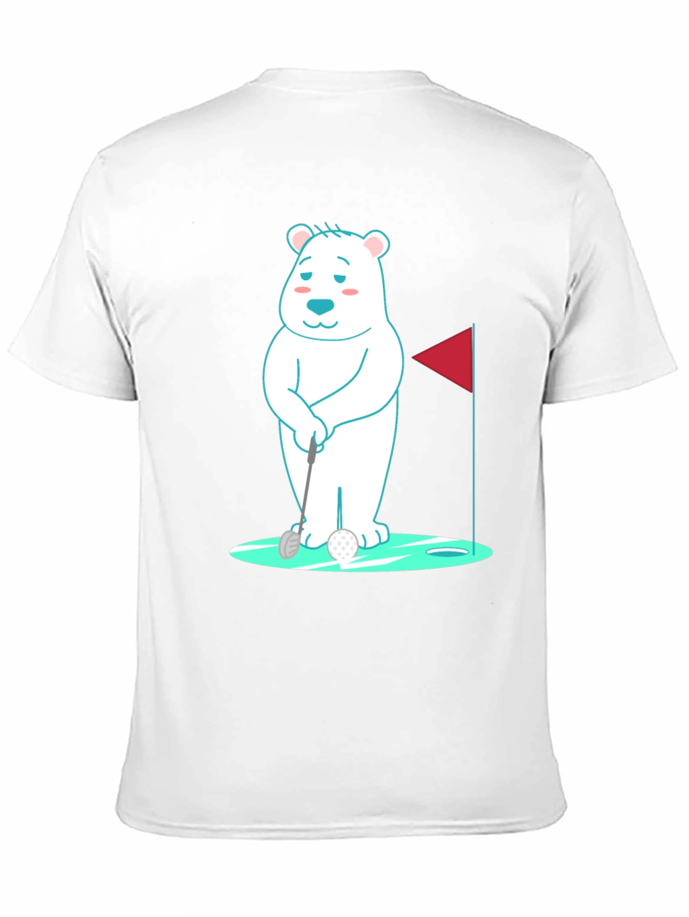 Golfing Bear Graphic Tee - Black Cotton Shirt