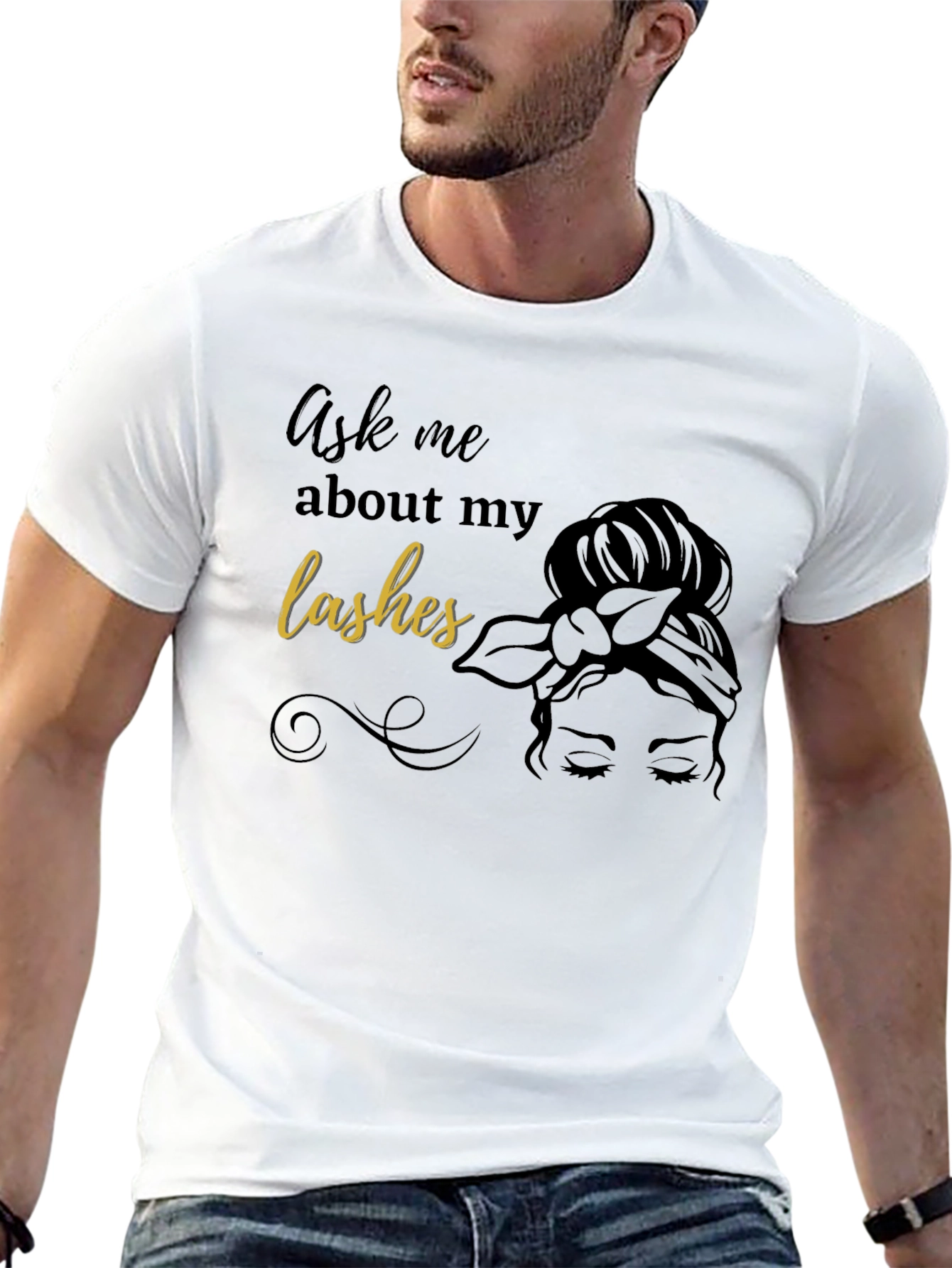 Ask Me About My Lashes Black T-Shirt