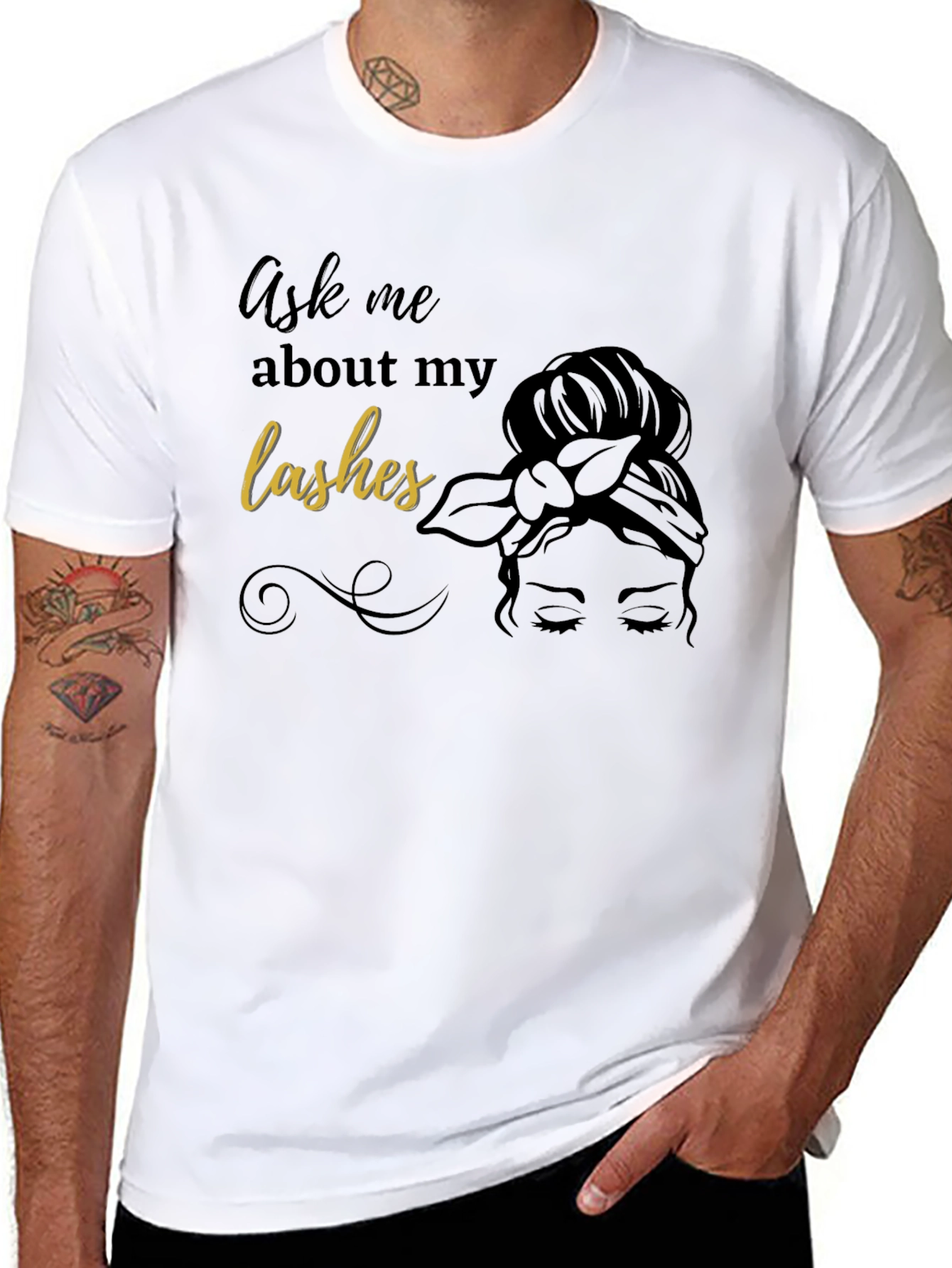 Ask Me About My Lashes Black T-Shirt