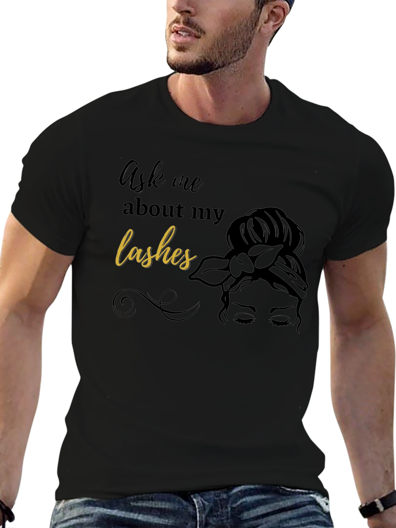 Ask Me About My Lashes Black T-Shirt