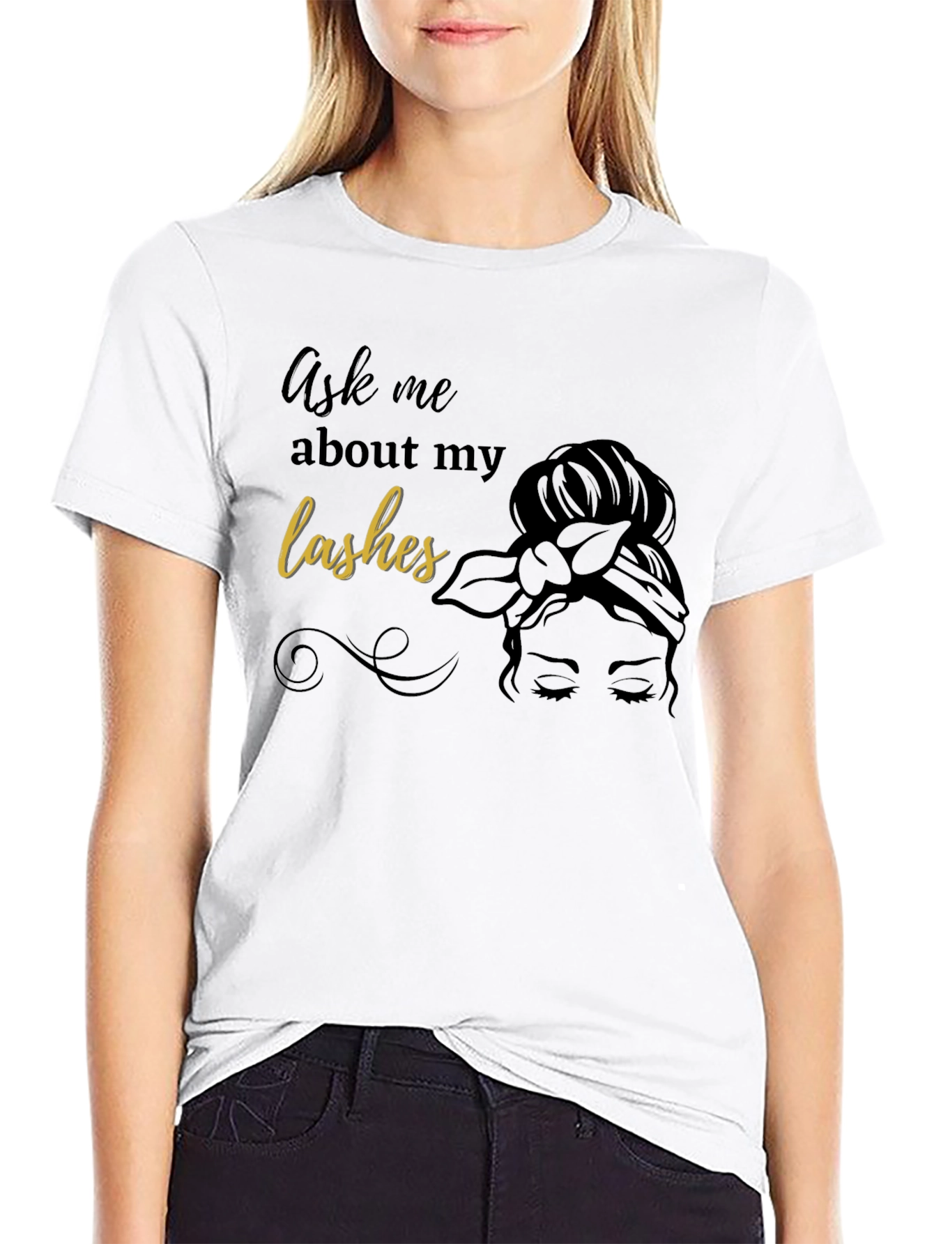 Ask Me About My Lashes Black T-Shirt