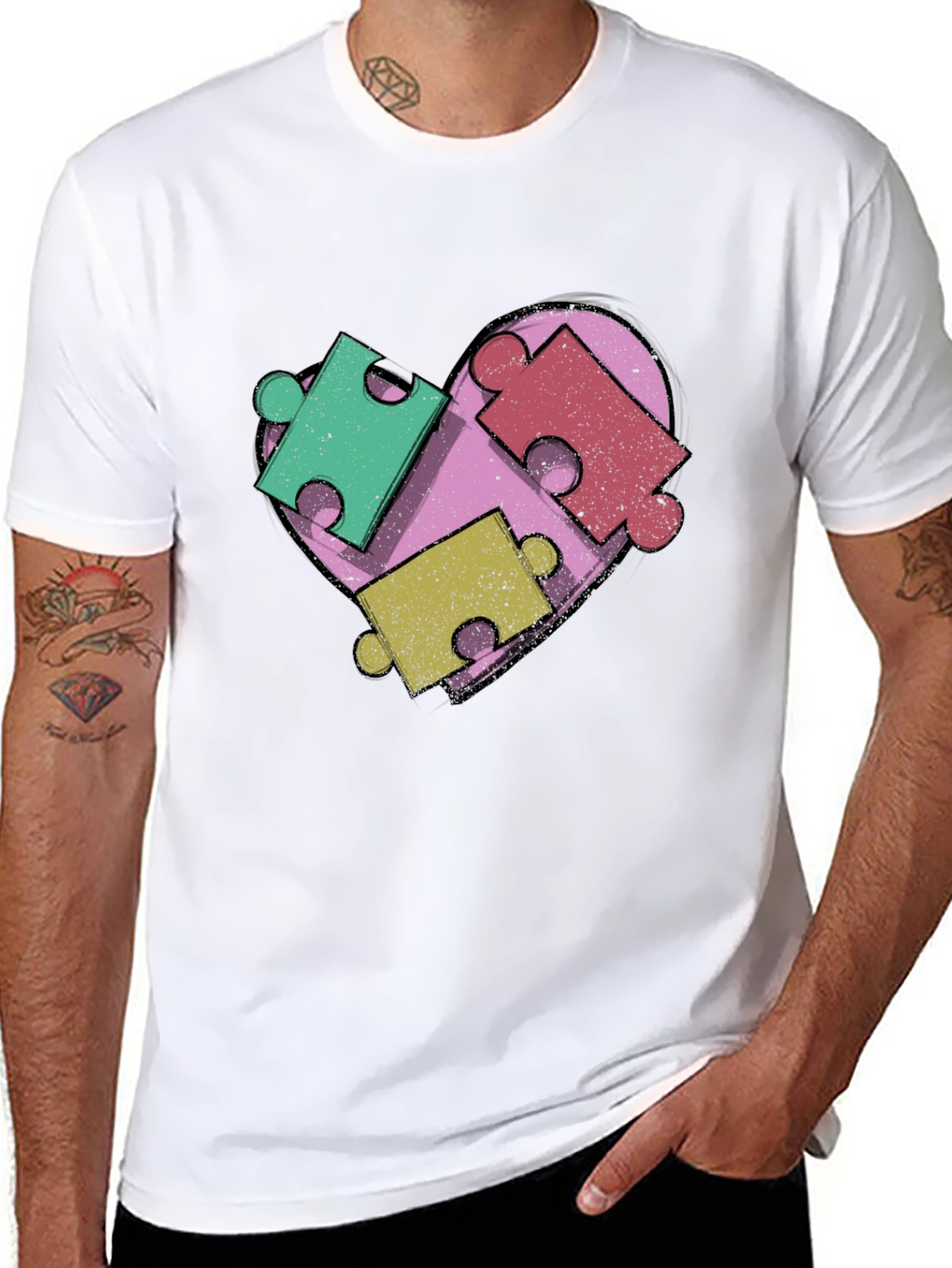 Autism Awareness Heart Puzzle T-Shirt